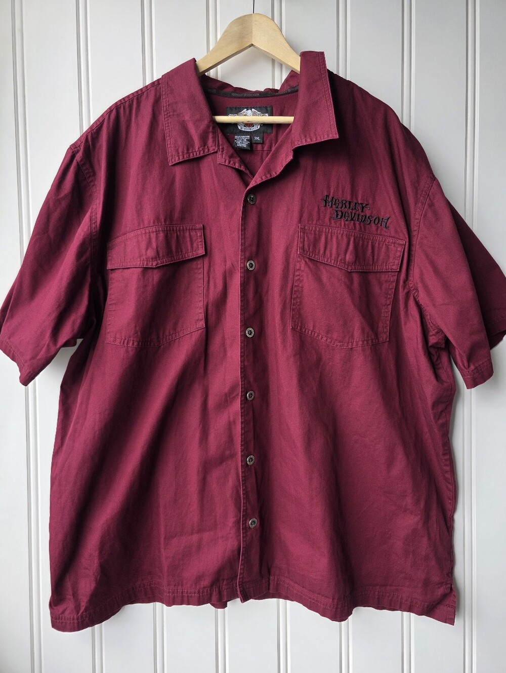 Harley Davidson Embroidered Button Down Shirt Short Sleeve Biker Skull Mens 3XL